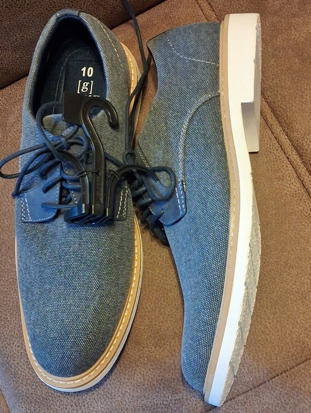 George Men's Casual Blue Canvas Denim Look Derby Shoes Size 10